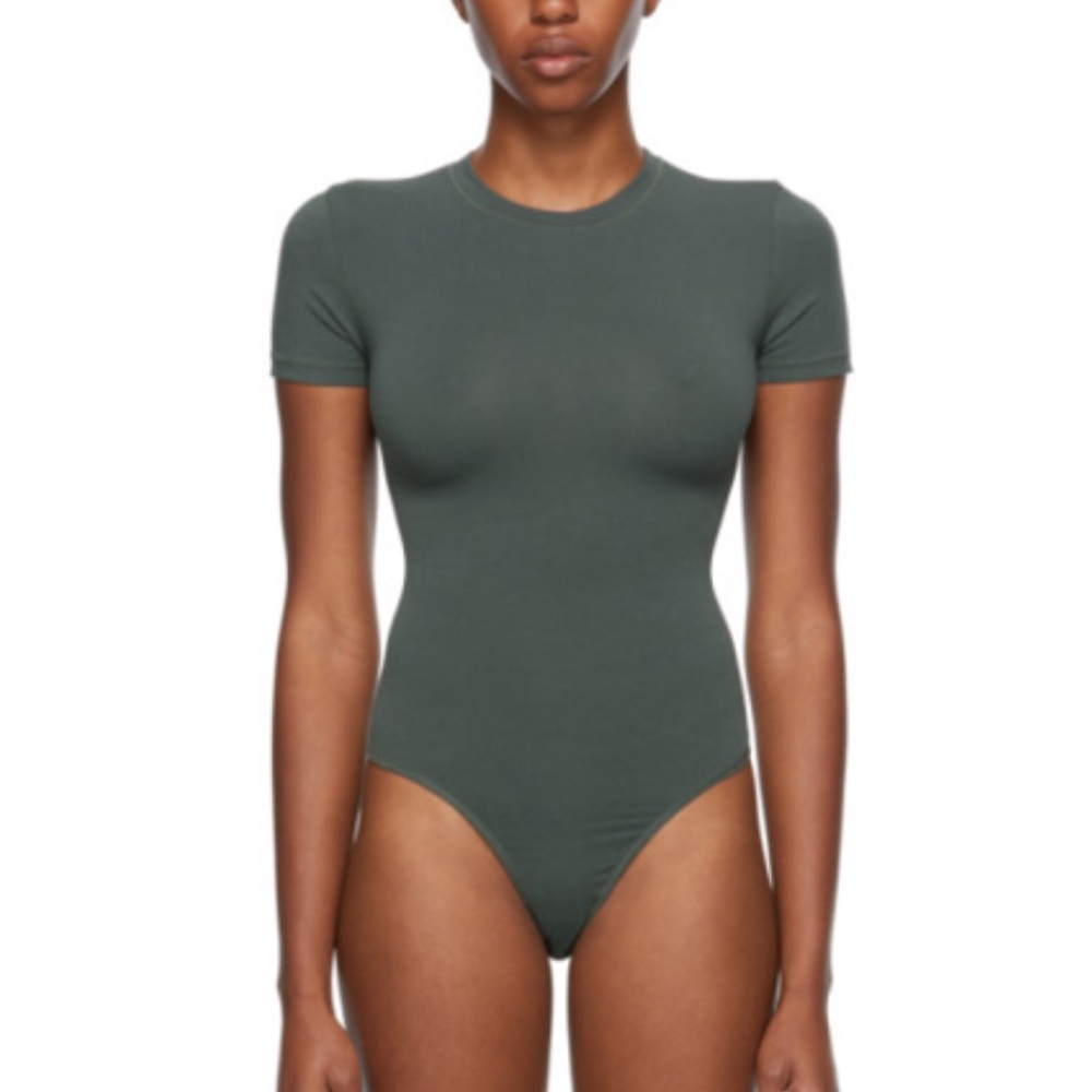 Skims Cotton Jersey T-shirt Bodysuit in Deep Sea